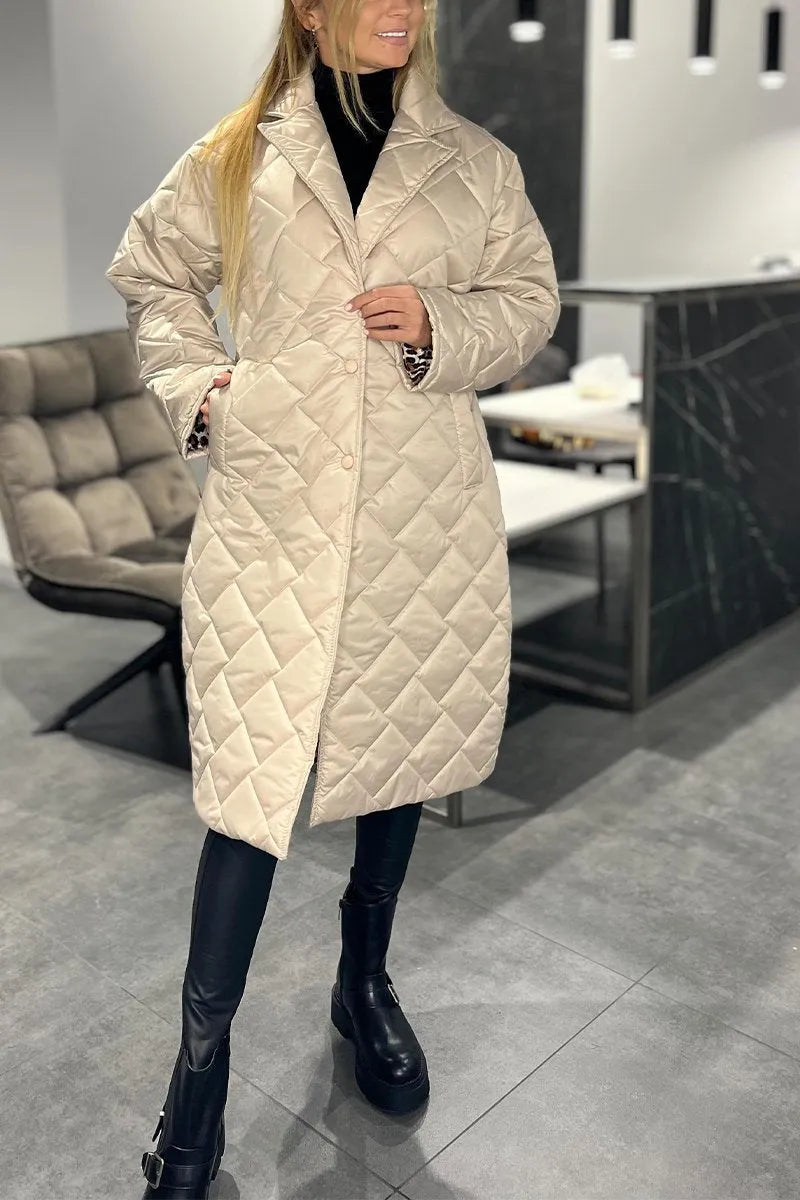 Kendall | Quilted Mid-Length Coat Beige