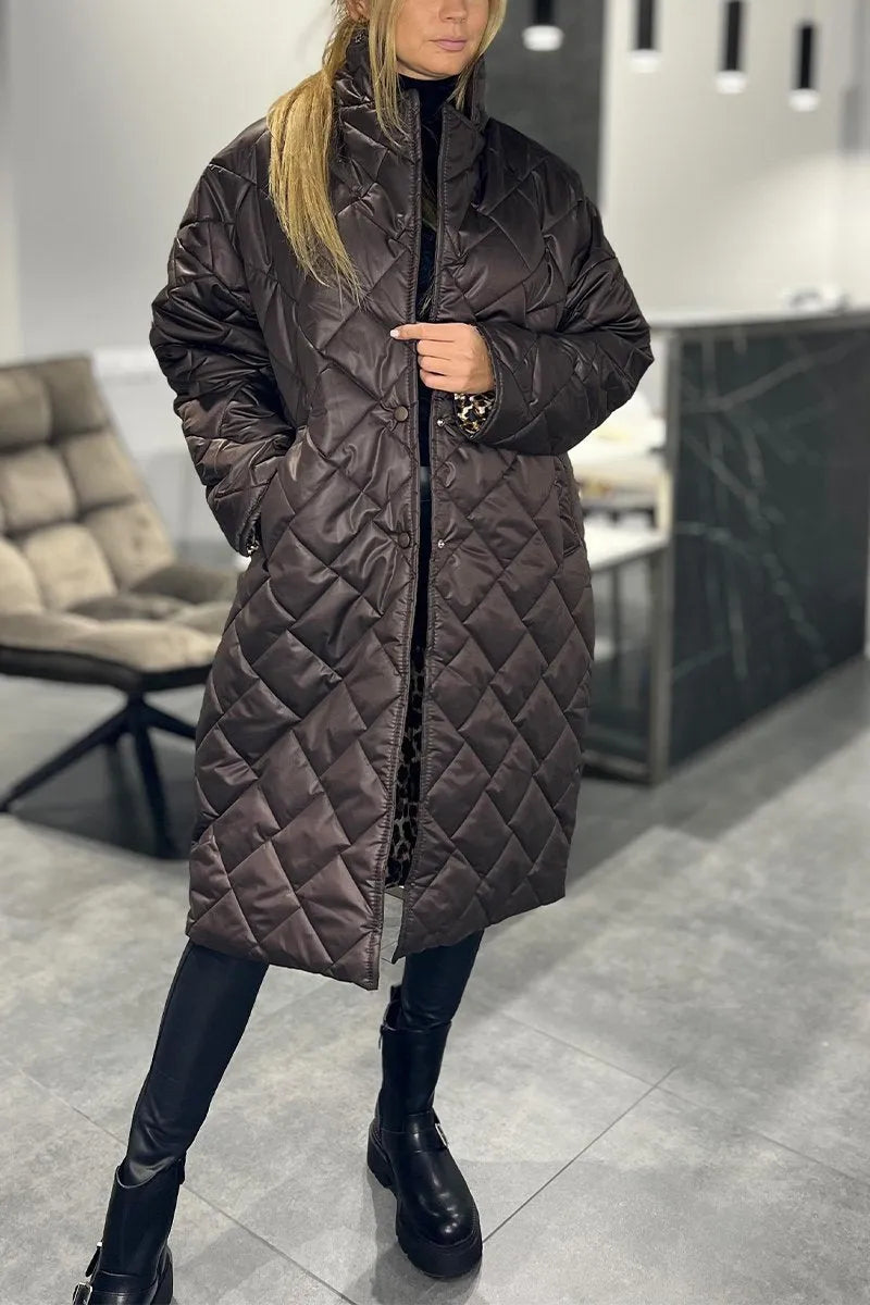 Kendall | Quilted Mid-Length Coat Brown