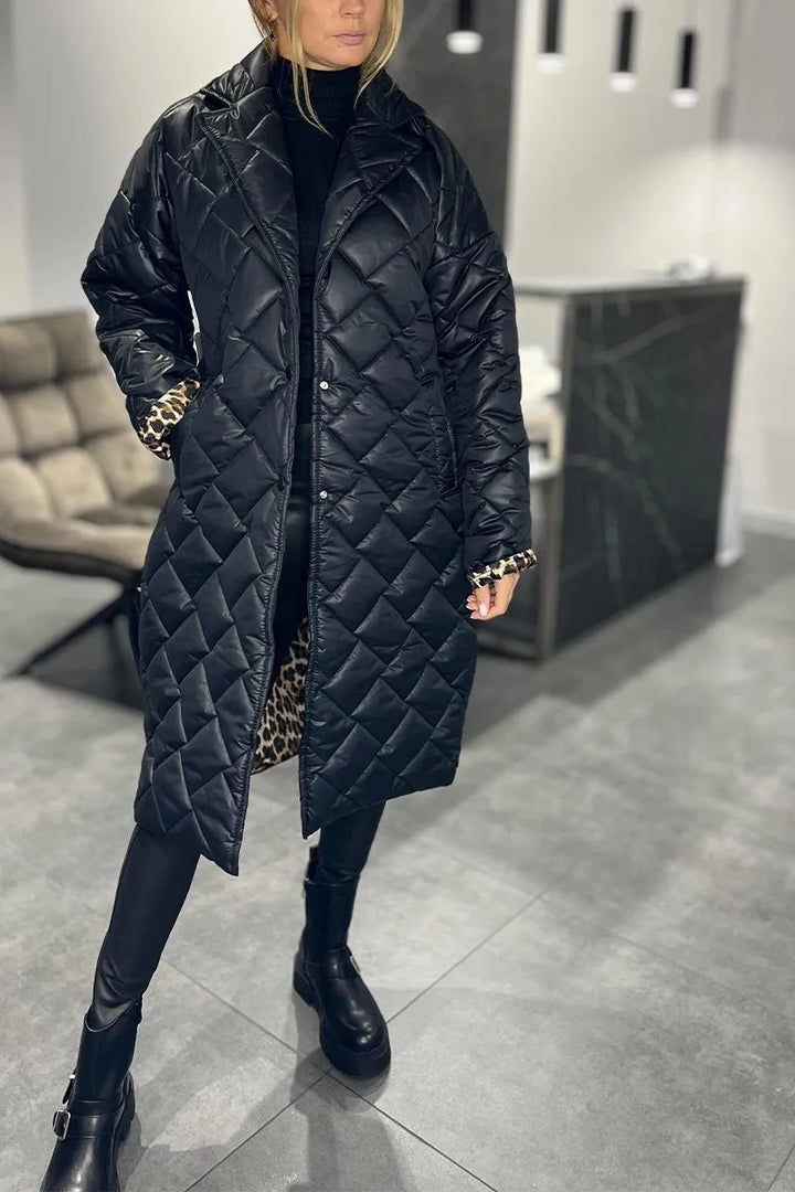 Kendall | Quilted Mid-Length Coat Black