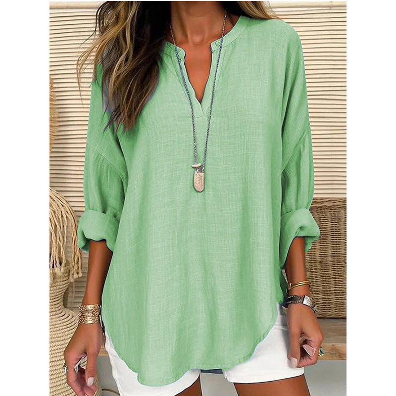 Moa | Chic V-Neck Blouse Green