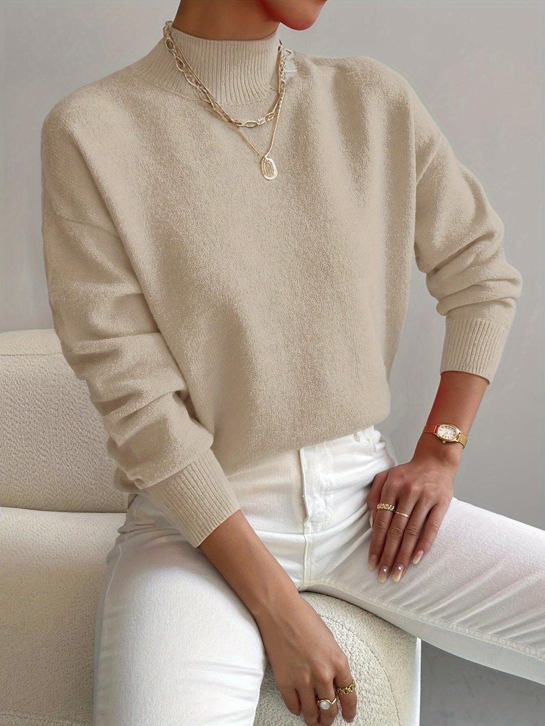 Elina | Premium Cashmere Look Knit Beige