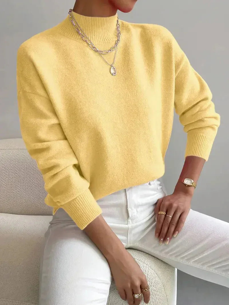 Deborah | Warm Knit High-Collar Sweater Yellow