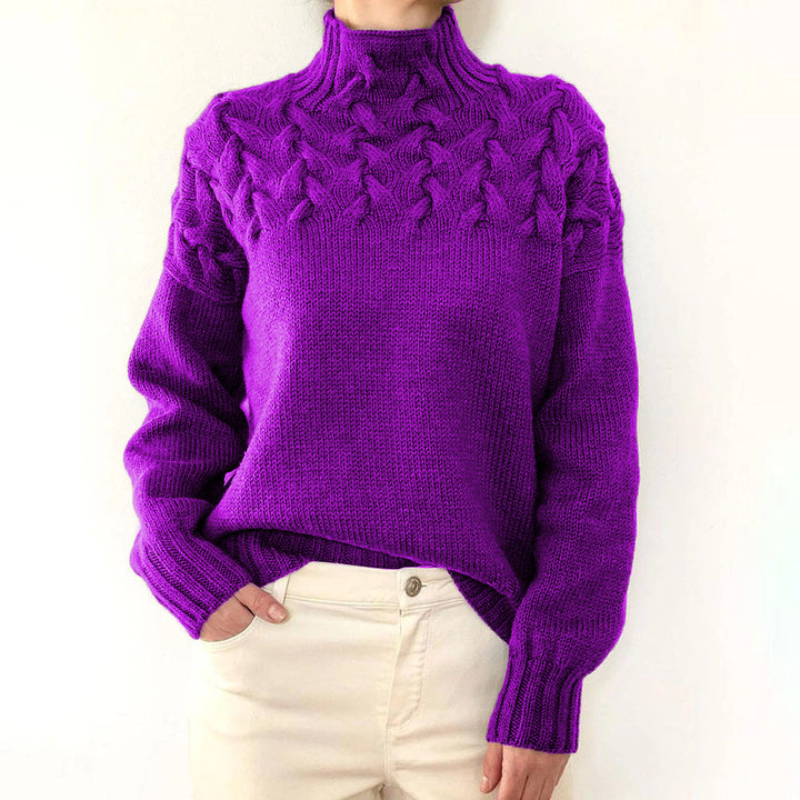 Elena | Warm Knitted Turtleneck Purple