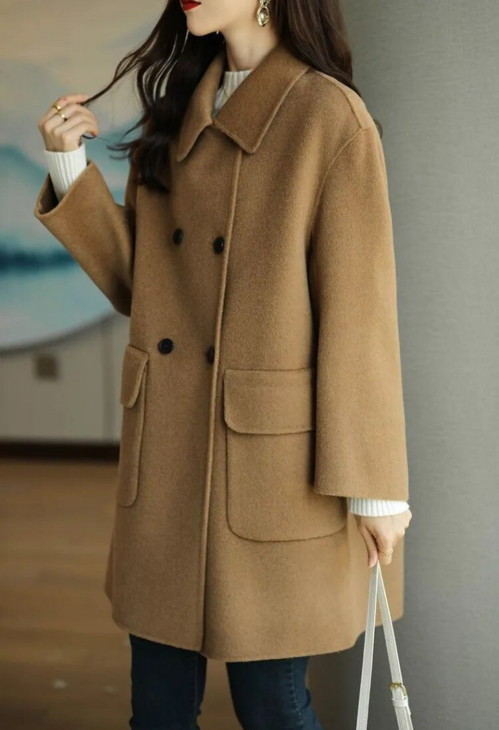 Thyra | Elegant Wool Coat Brown