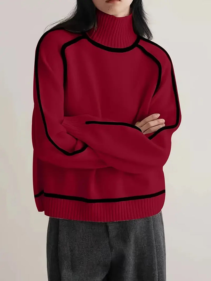 Donna | Elegant Turtleneck Sweater Red