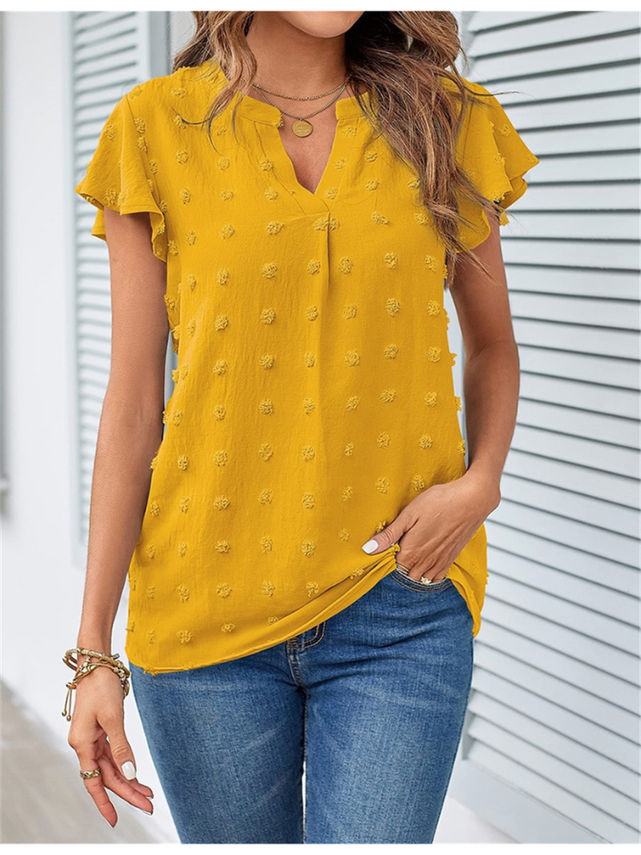 Kari | Chic Patchwork Blouse with Ruffles Yellow