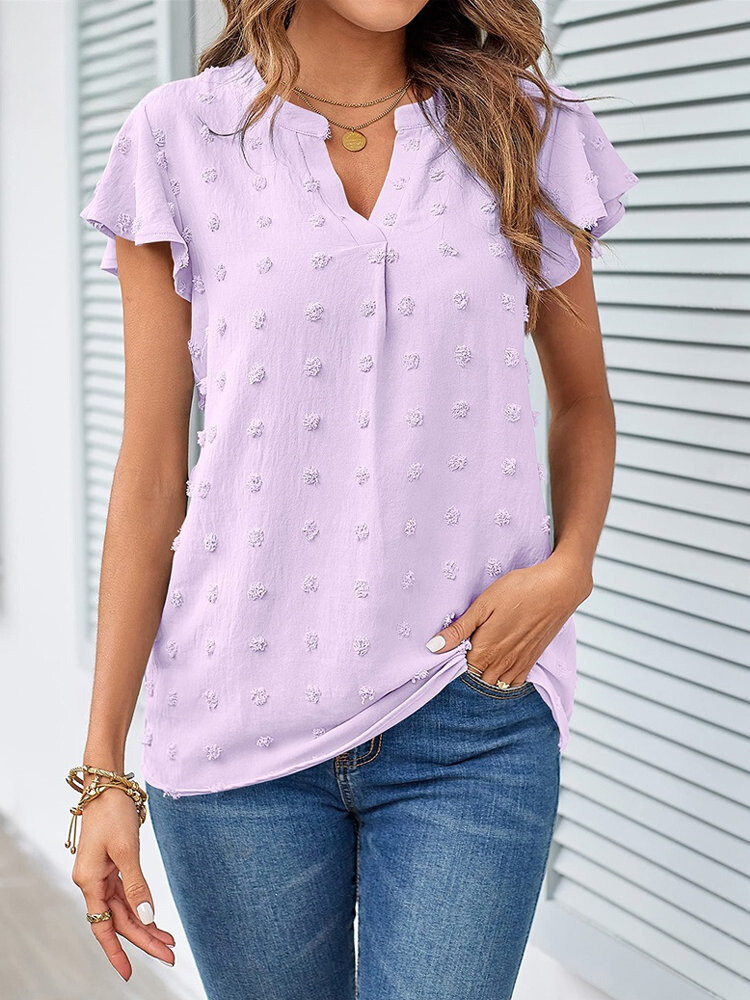 Kari | Chic Patchwork Blouse with Ruffles Light Purple
