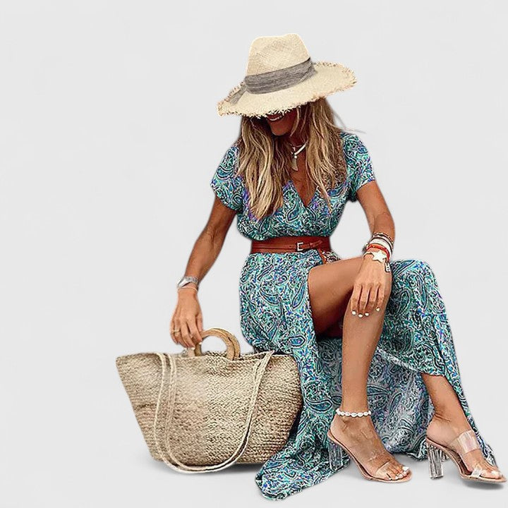 Lygia | Stylish Boho Maxi Dress Green