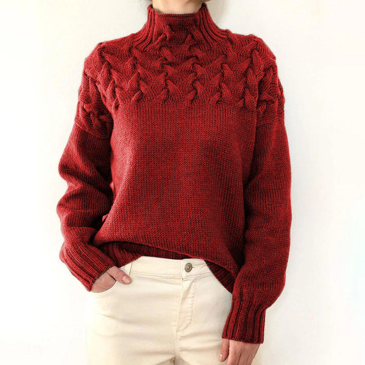 Elena | Warm Knitted Turtleneck Red